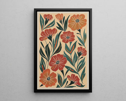 Framed Canvas - Burnt Orange Boho Blossoms