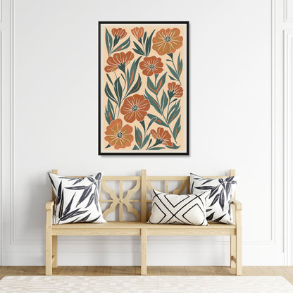 Framed Canvas - Burnt Orange Boho Blossoms