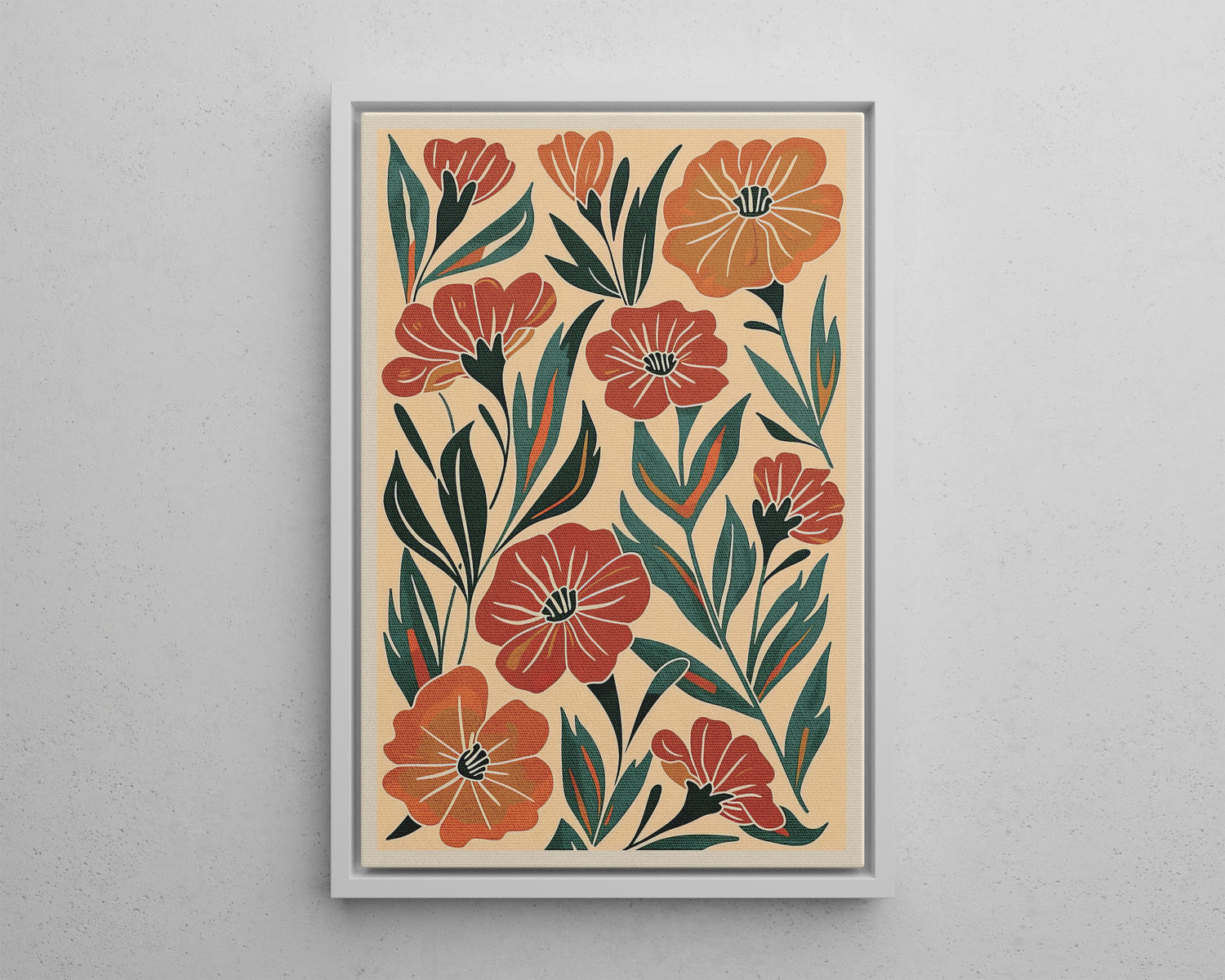 Framed Canvas - Burnt Orange Boho Blossoms