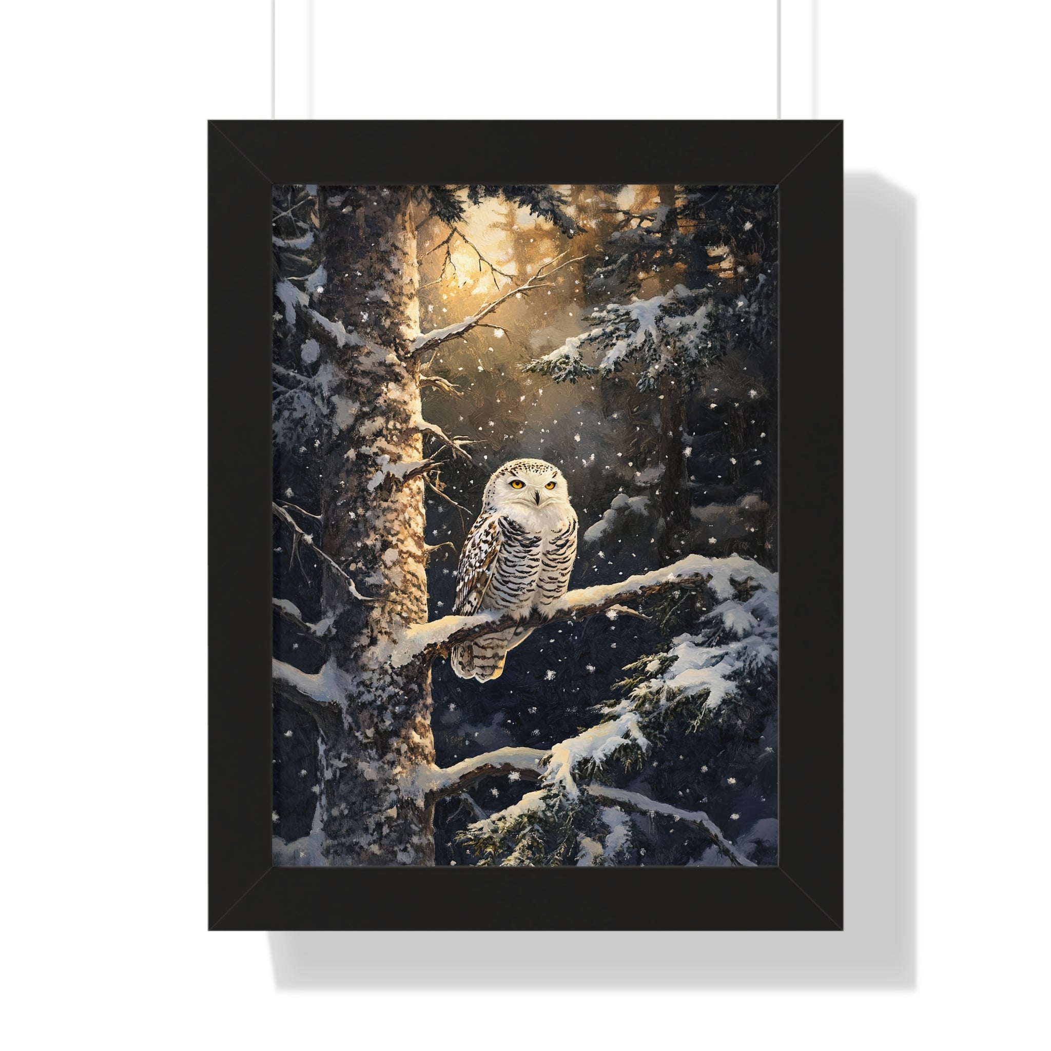 Framed Paper Print - Silent Gaze Snow Owl