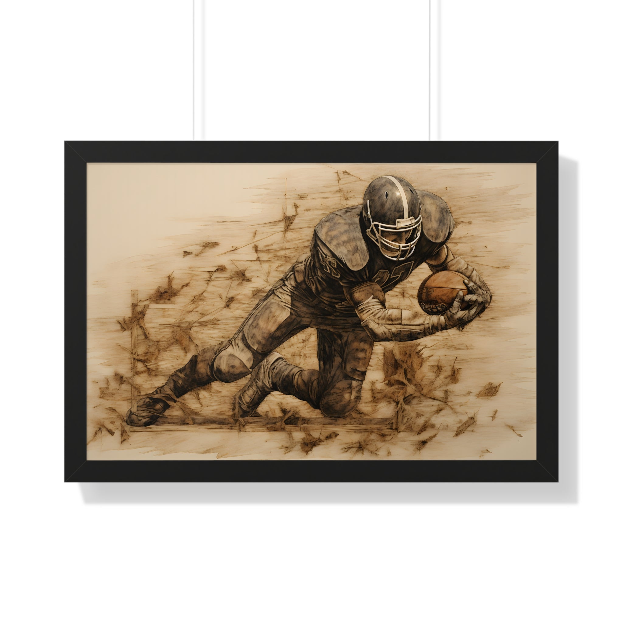 Framed Paper Print - Rustic Quarterback Dive