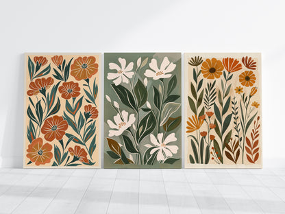 .75&quot; Matte Canvas - Burnt Orange Boho Blossoms