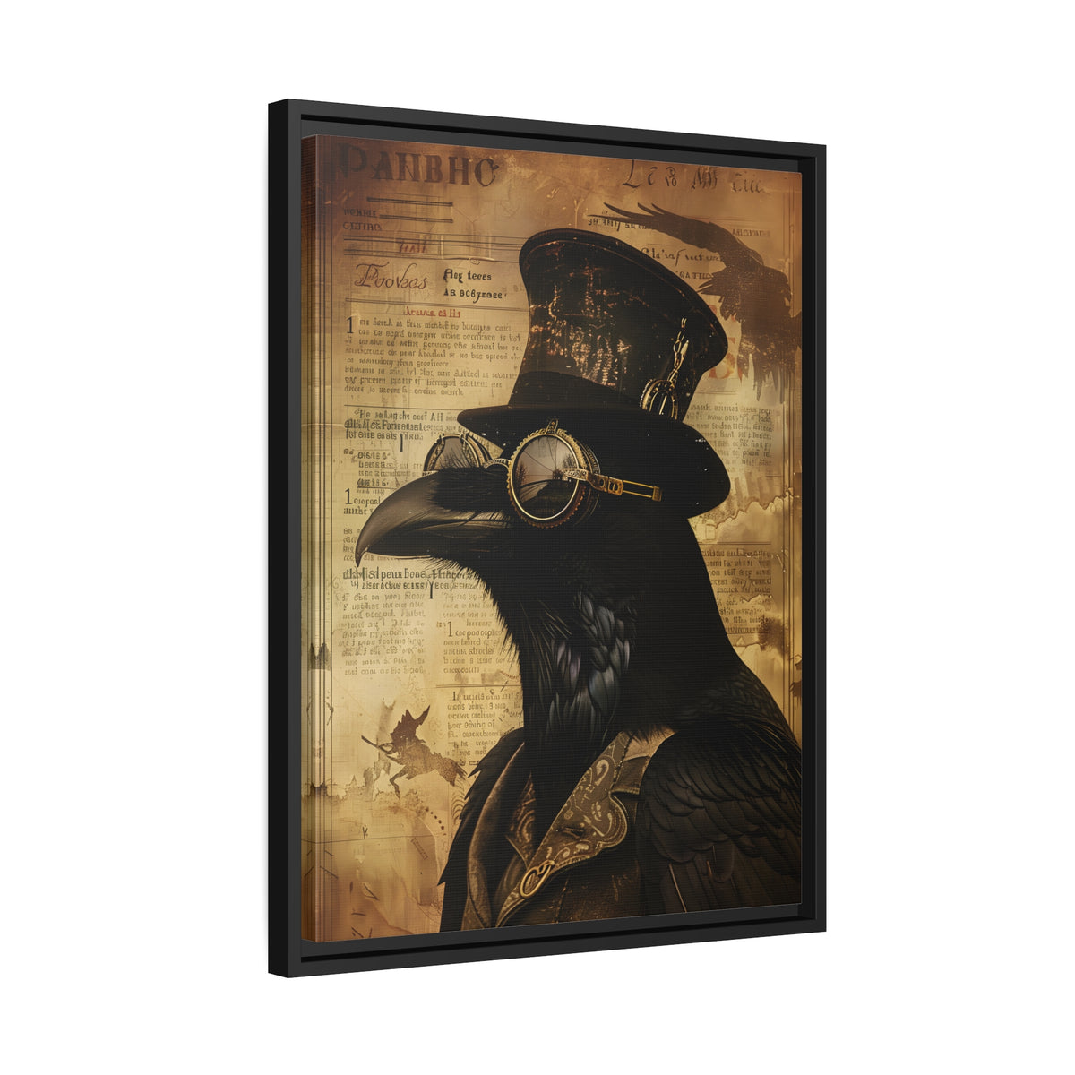 Framed Canvas - Steampunk Raven&