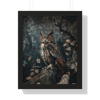 Framed Paper Print - Midnight Watchful Owl