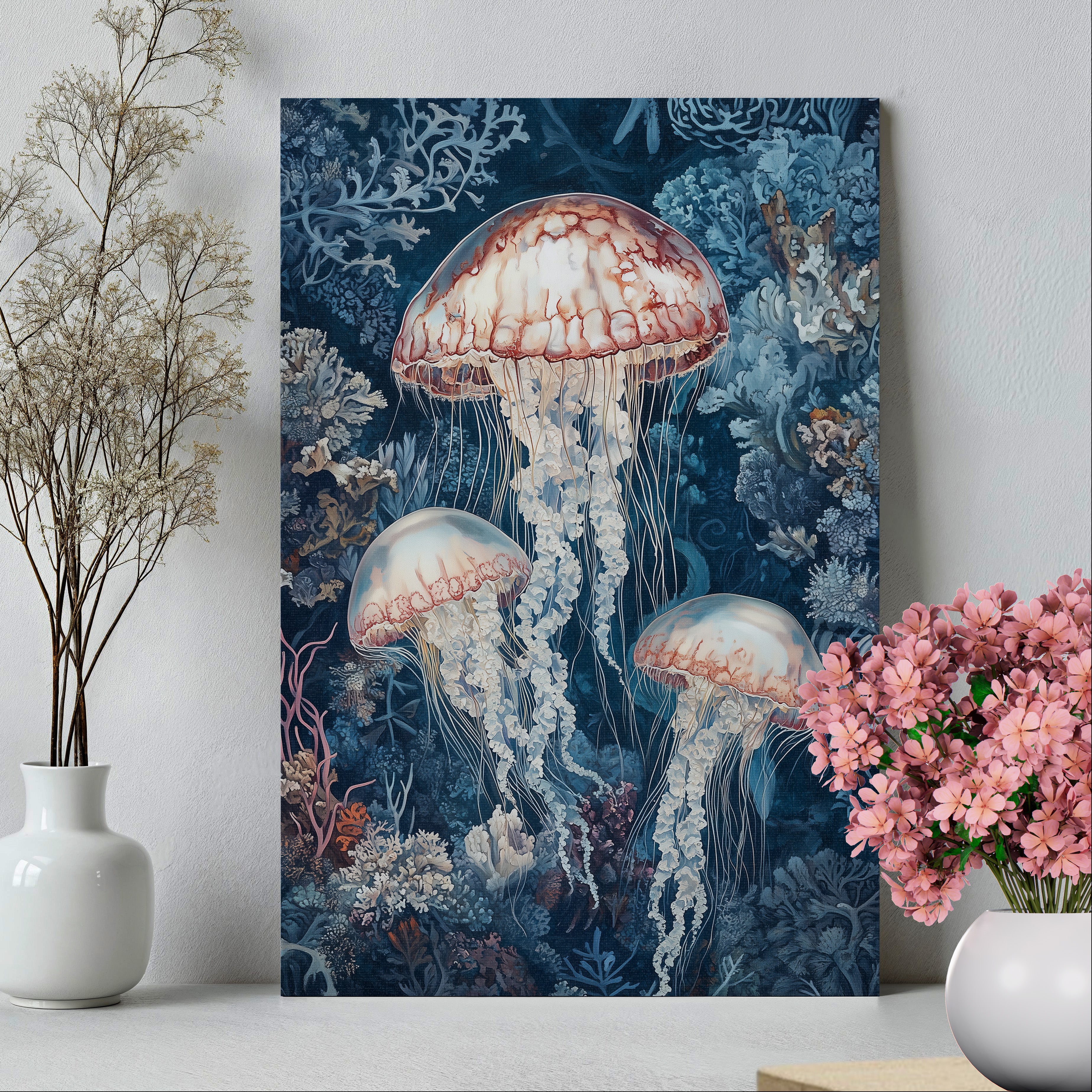 .75&quot; Matte Canvas - Ethereal Ocean Jellyfish