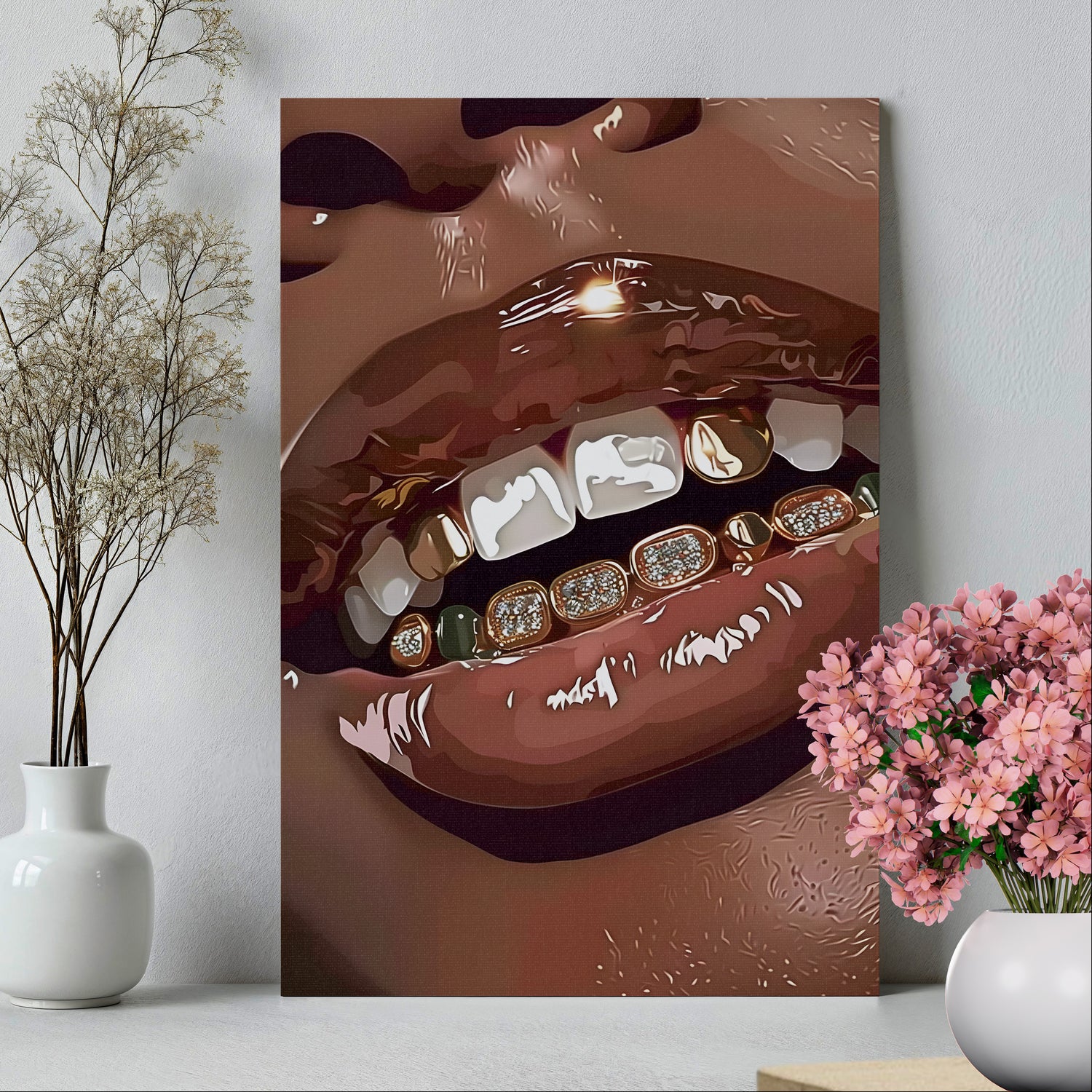 .75" Matte Canvas - Golden Grill Smile