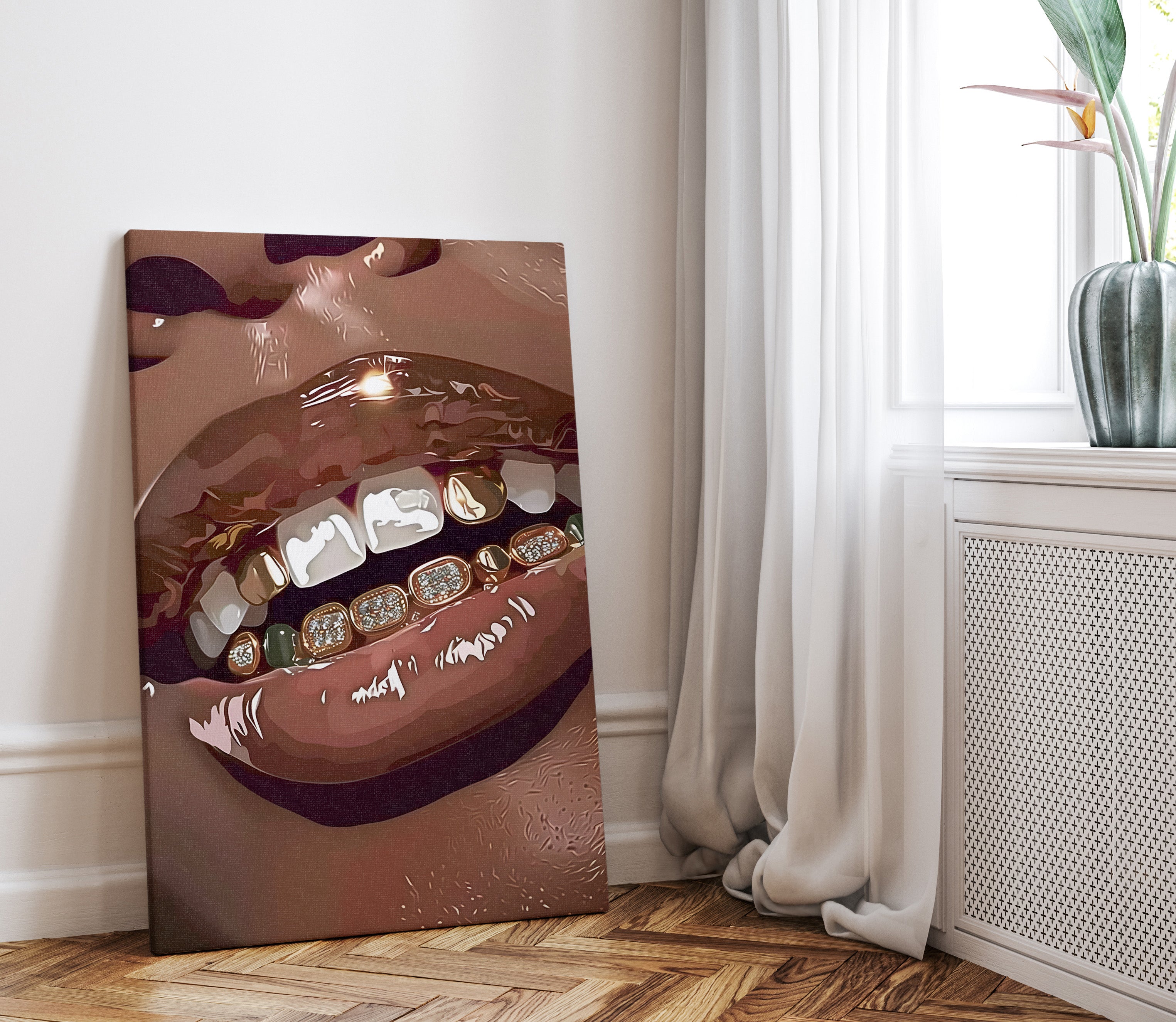 .75" Matte Canvas - Golden Grill Smile