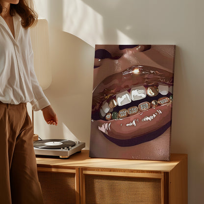 .75" Matte Canvas - Golden Grill Smile