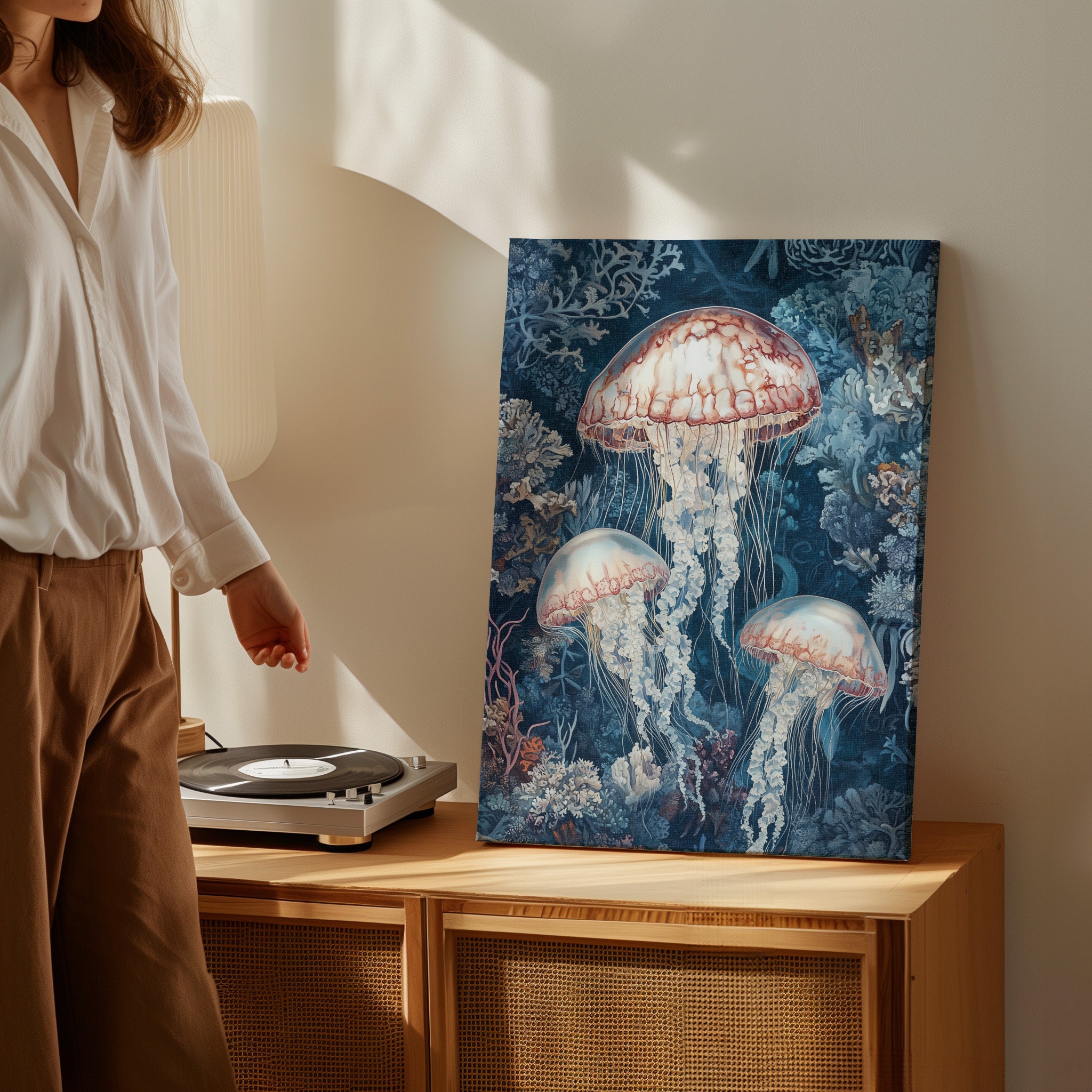 .75&quot; Matte Canvas - Ethereal Ocean Jellyfish