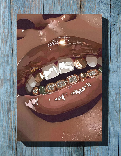 .75" Matte Canvas - Golden Grill Smile