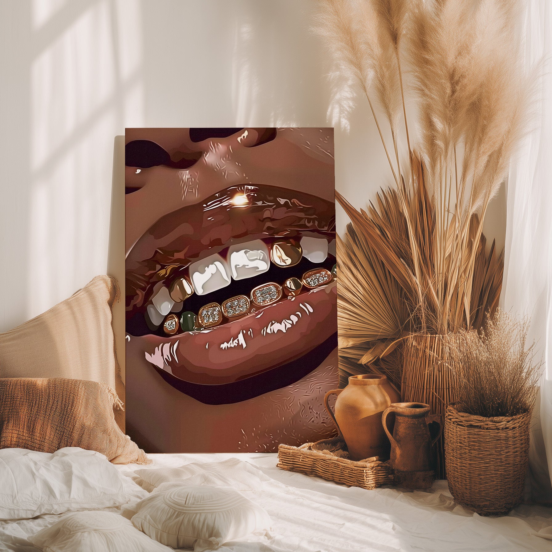 .75" Matte Canvas - Golden Grill Smile