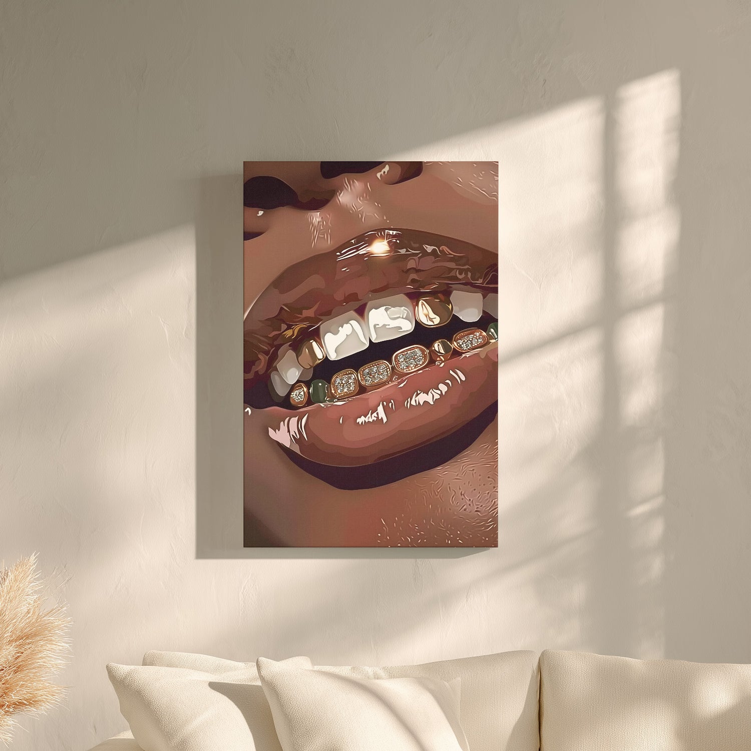 .75" Matte Canvas - Golden Grill Smile