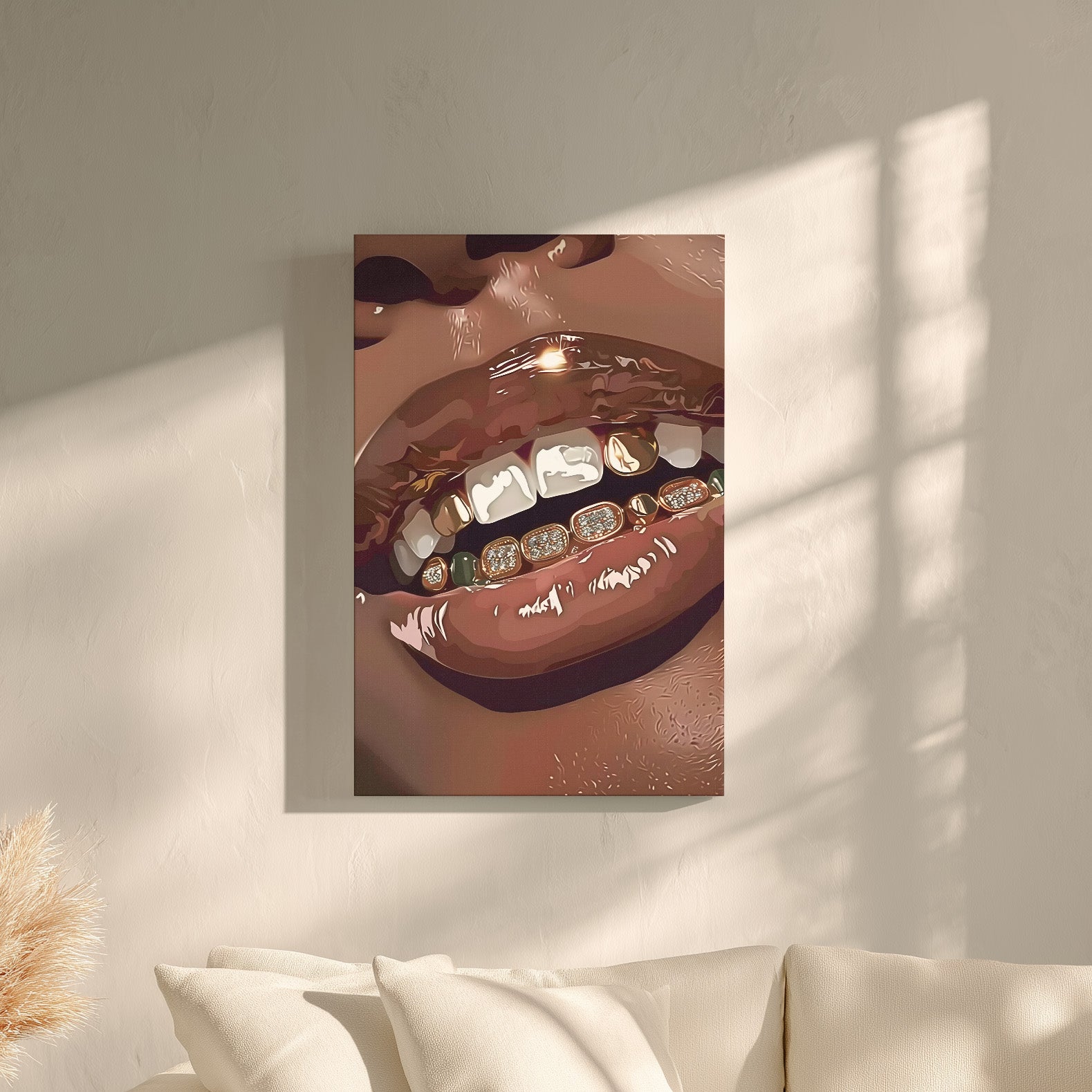 .75" Matte Canvas - Golden Grill Smile