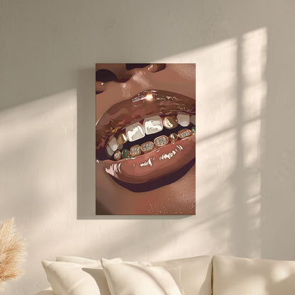 .75" Matte Canvas - Golden Grill Smile