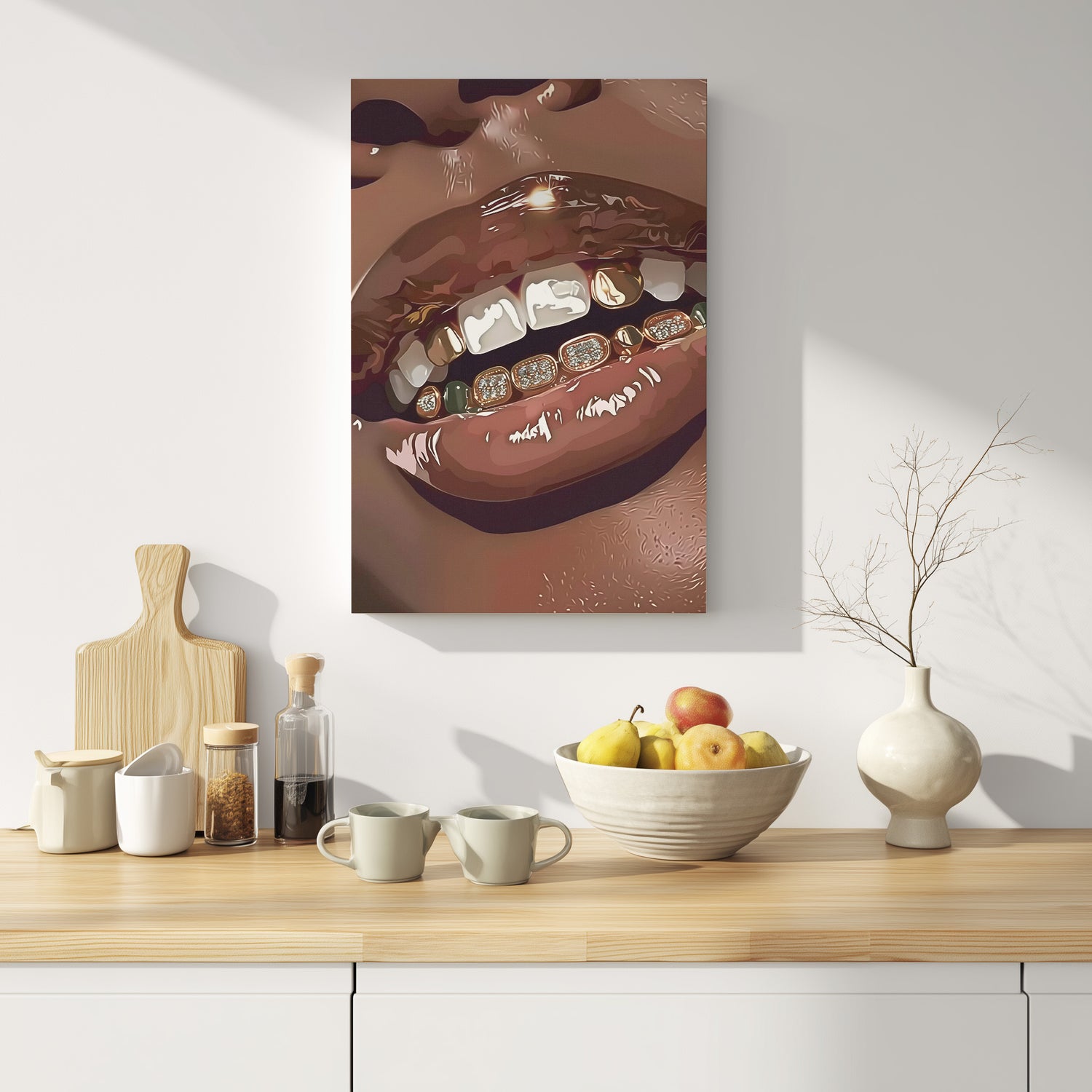 .75" Matte Canvas - Golden Grill Smile
