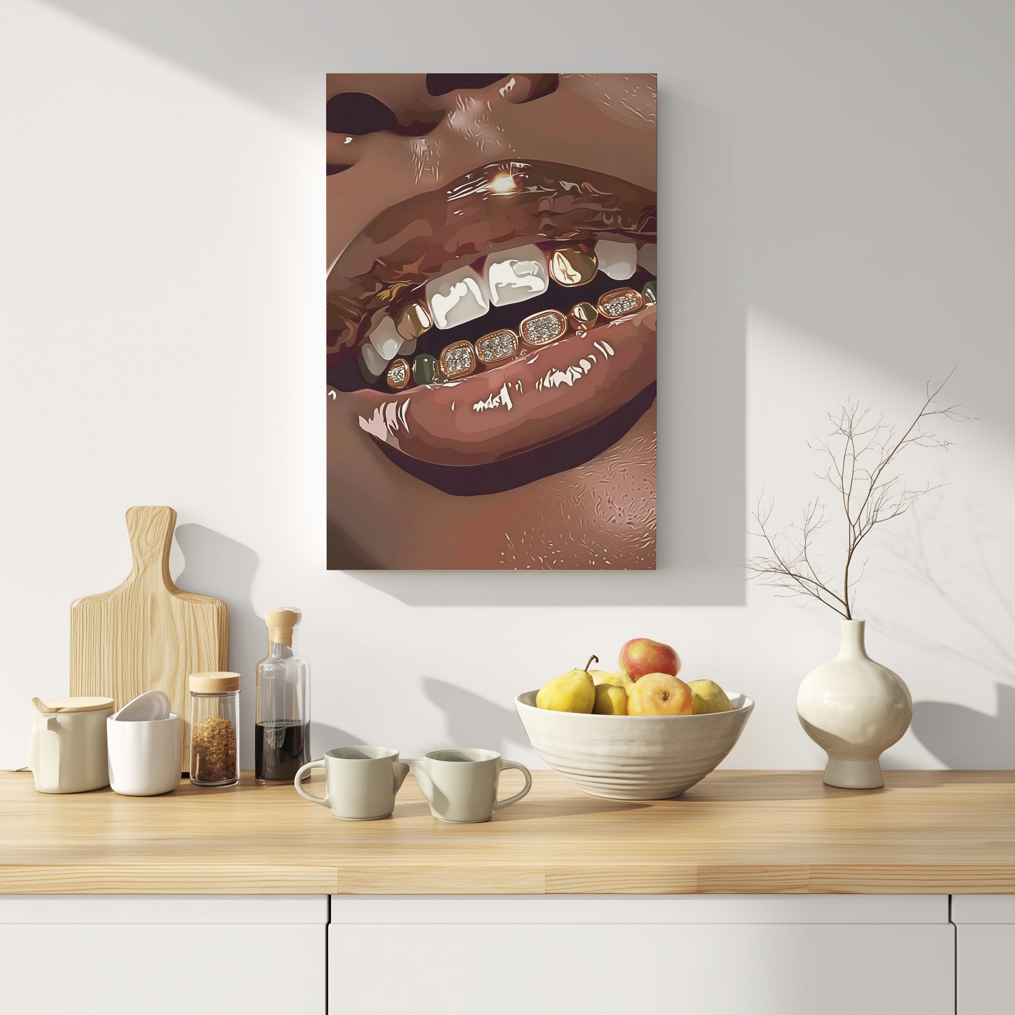 .75" Matte Canvas - Golden Grill Smile