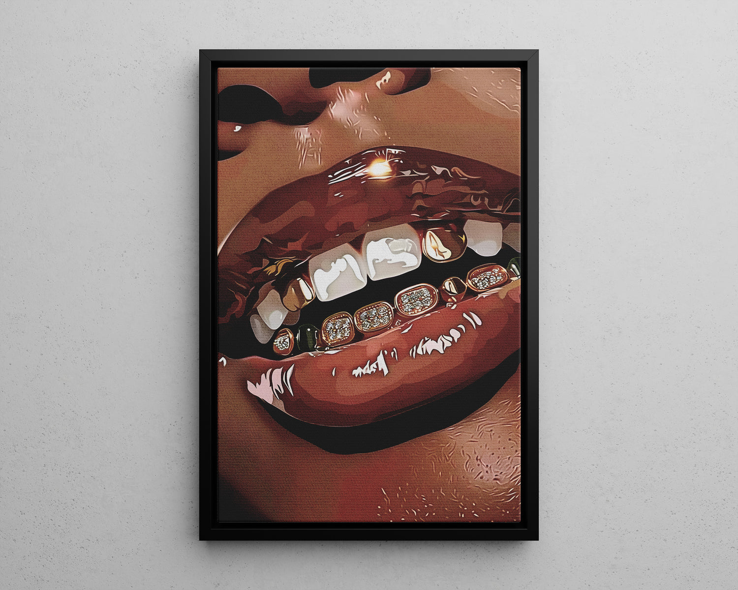 Framed Canvas - Golden Grill Smile