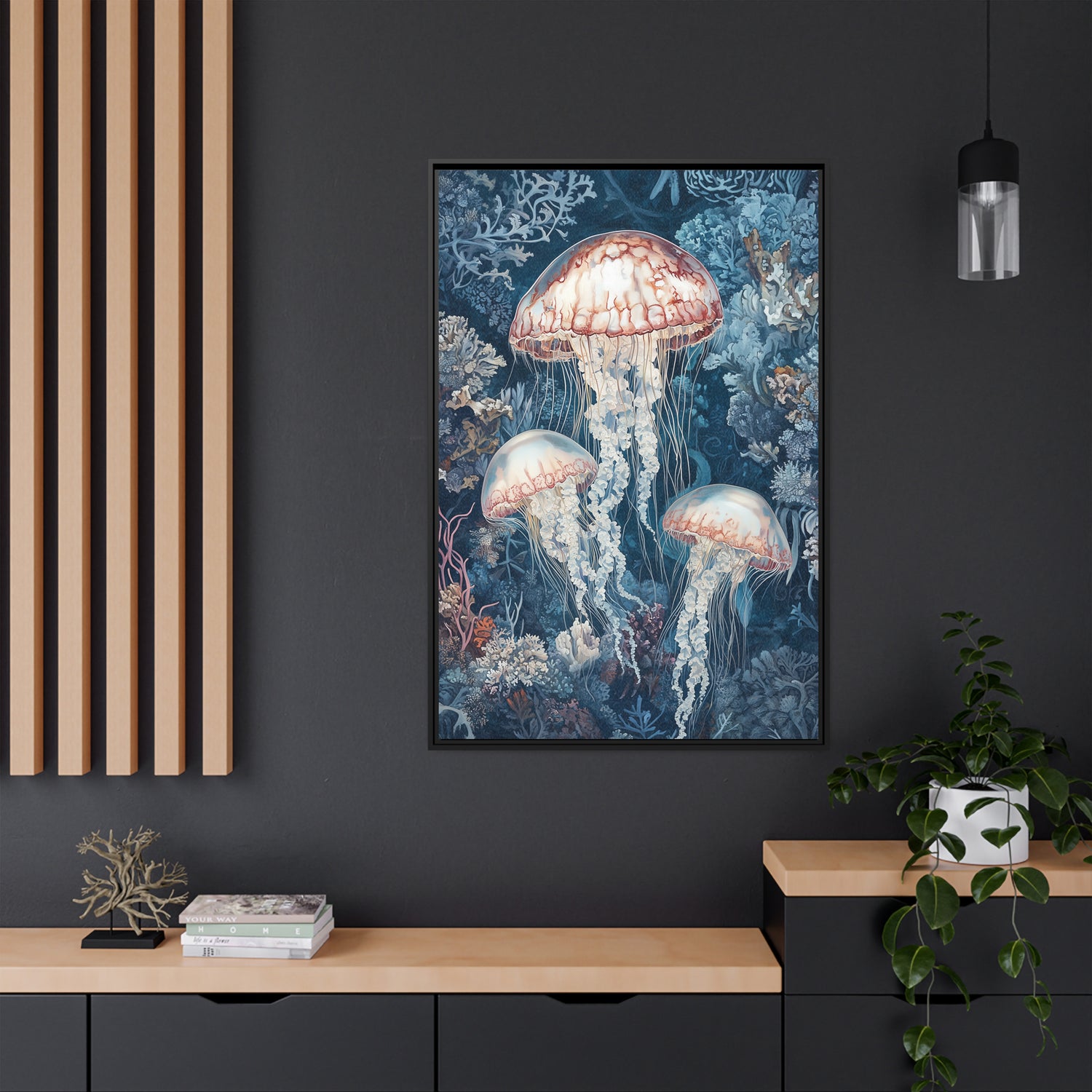 Framed Canvas - Ethereal Ocean Jellyfish