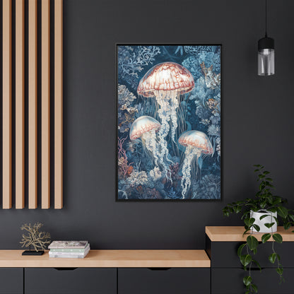 Framed Canvas - Ethereal Ocean Jellyfish