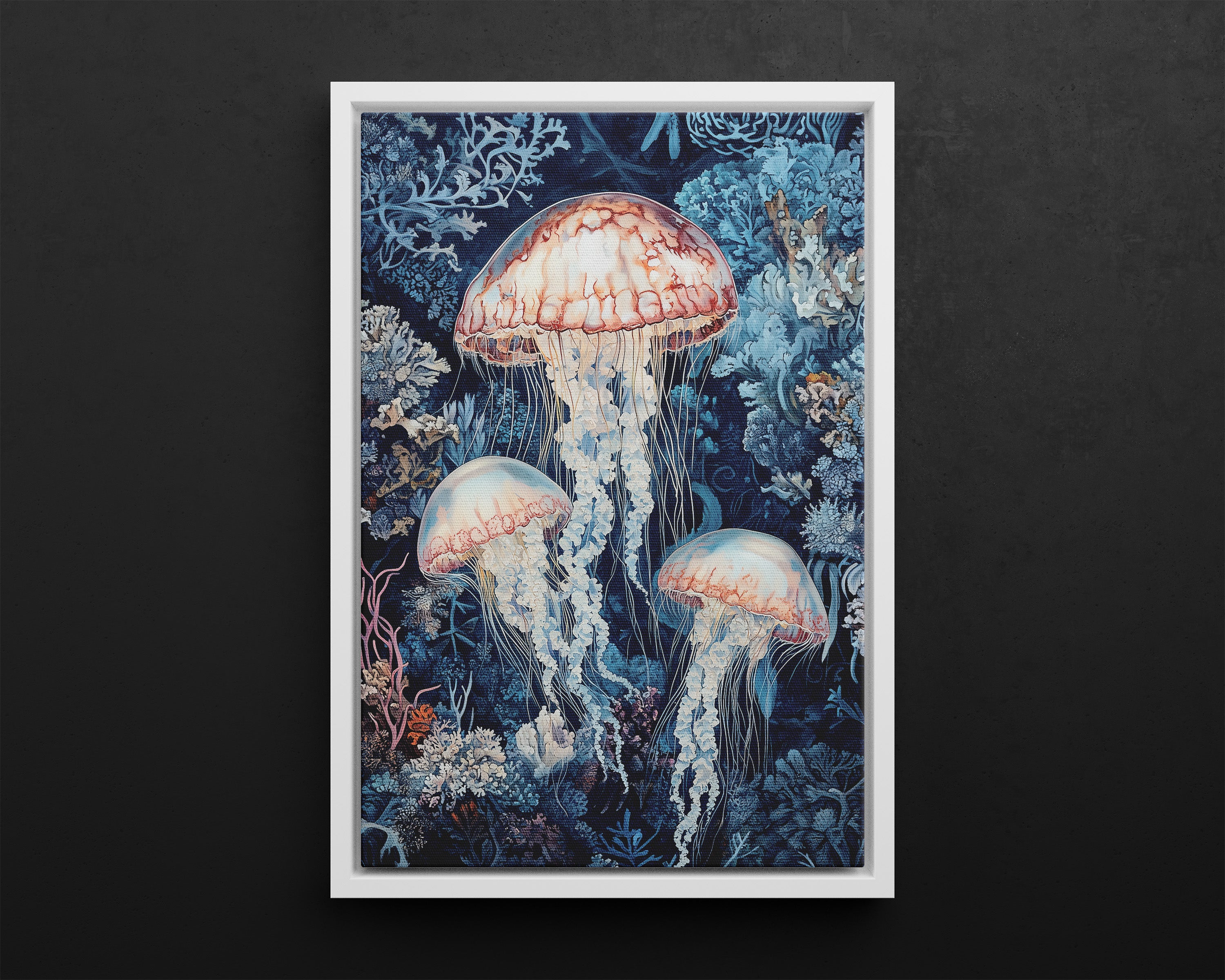 Framed Canvas - Ethereal Ocean Jellyfish