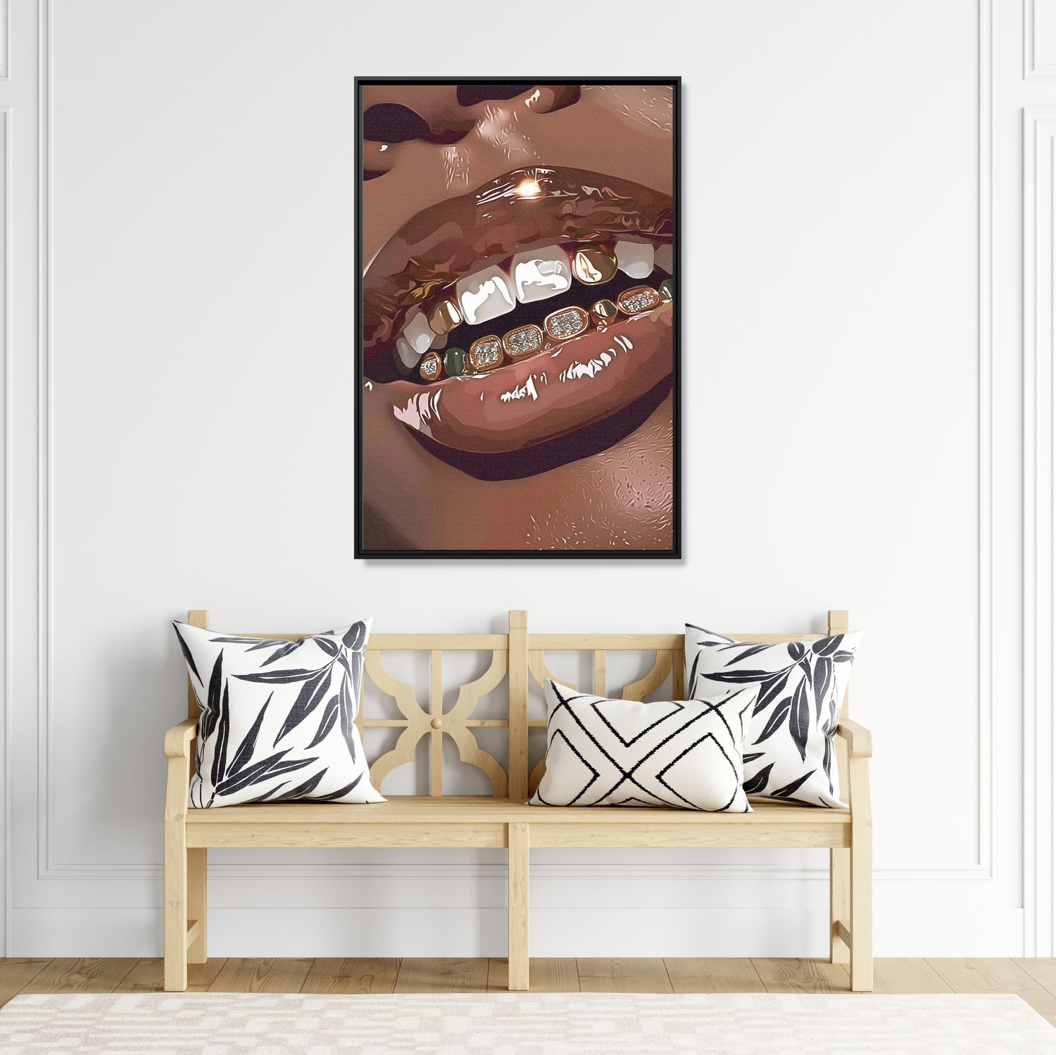 Framed Canvas - Golden Grill Smile