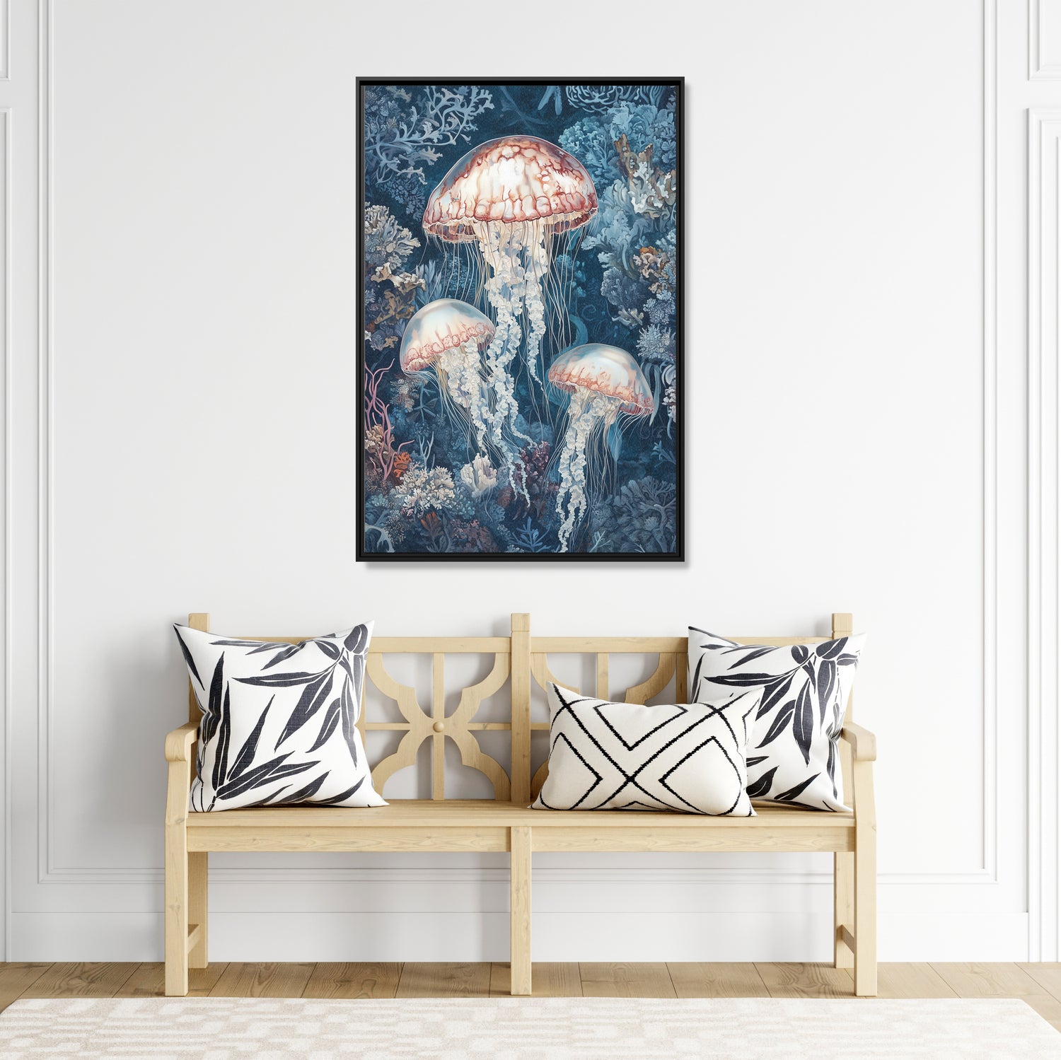 Framed Canvas - Ethereal Ocean Jellyfish