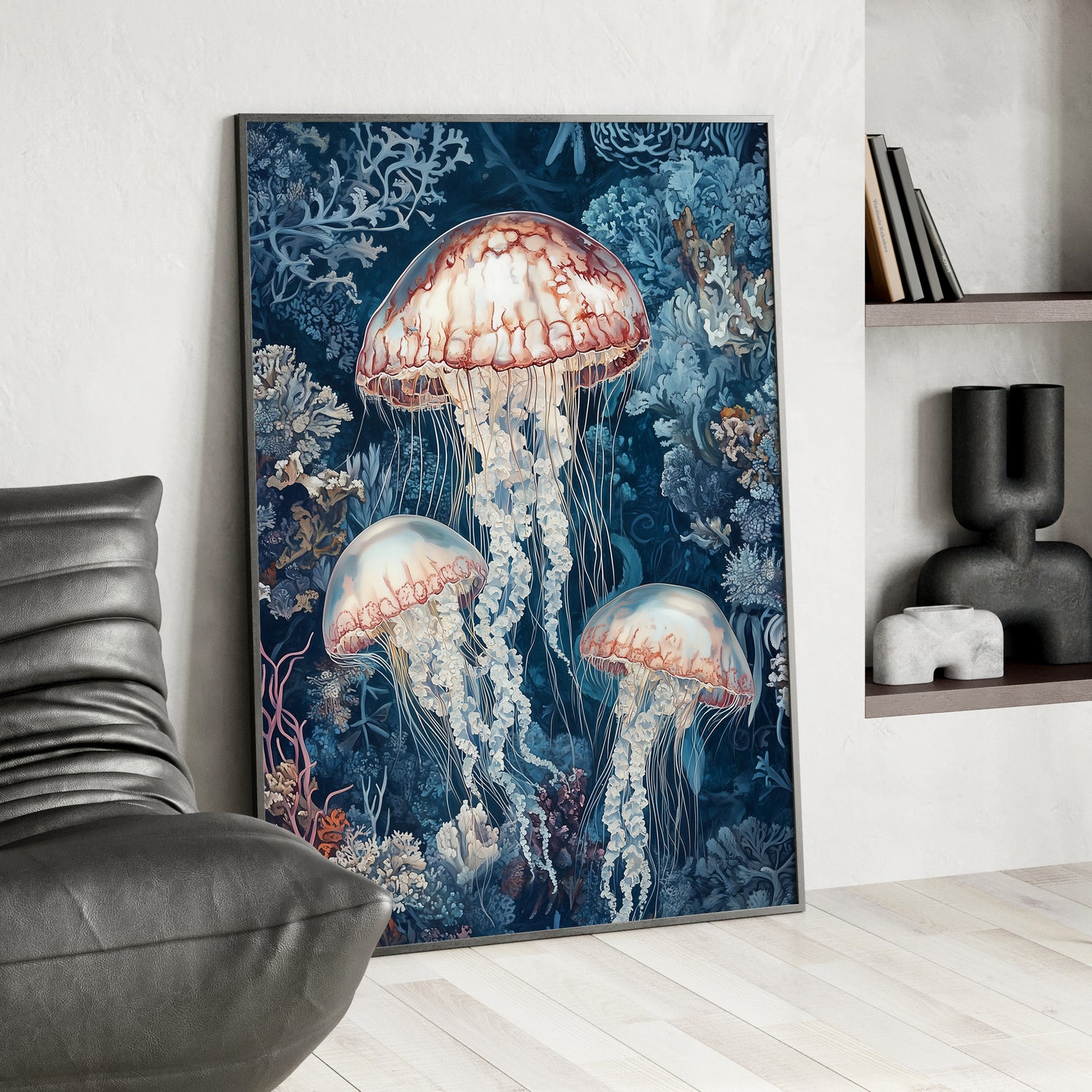 Framed Paper Print - Ethereal Ocean Jellyfish