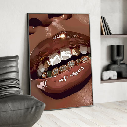 Framed Paper Print - Golden Grill Smile