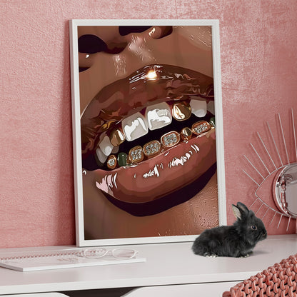 Framed Paper Print - Golden Grill Smile