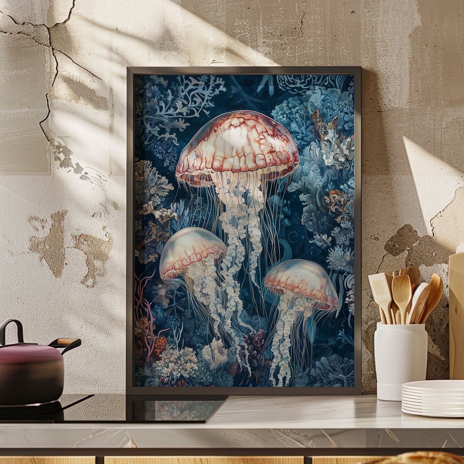 Framed Paper Print - Ethereal Ocean Jellyfish