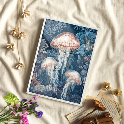 Framed Paper Print - Ethereal Ocean Jellyfish