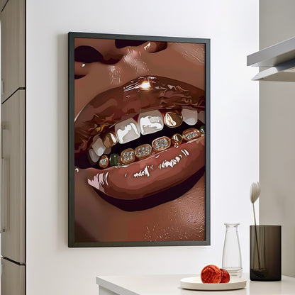 Framed Paper Print - Golden Grill Smile