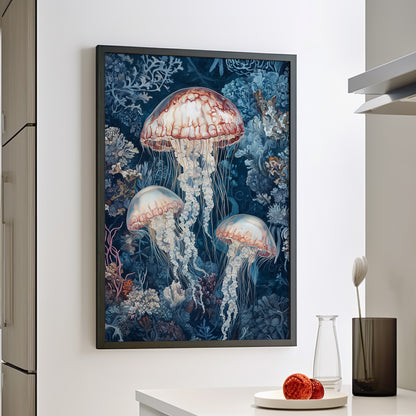 Framed Paper Print - Ethereal Ocean Jellyfish