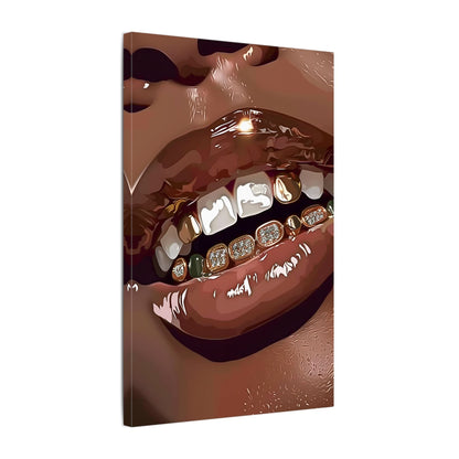 .75" Matte Canvas - Golden Grill Smile