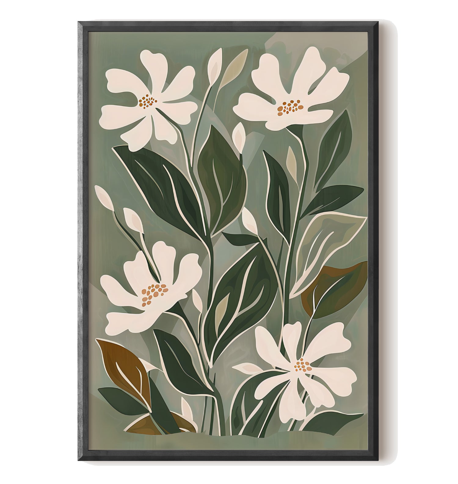 Cream Blooms on Sage Leaves