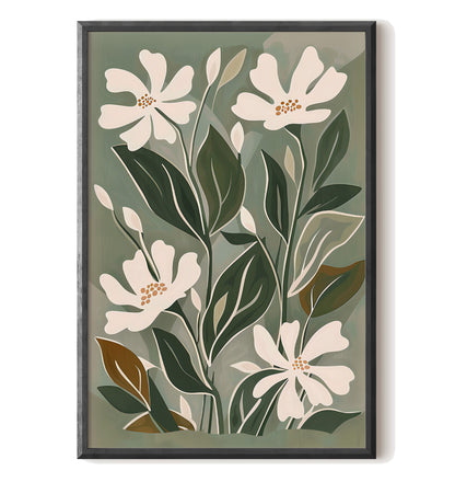 Cream Blooms on Sage Leaves