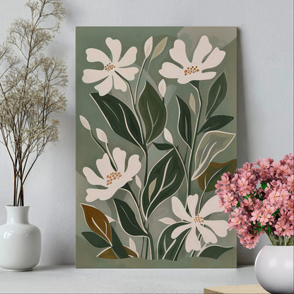 .75&quot; Matte Canvas - Cream Blooms on Sage Leaves