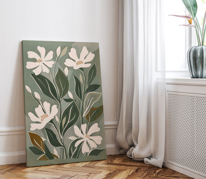 .75&quot; Matte Canvas - Cream Blooms on Sage Leaves