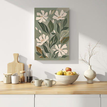 .75&quot; Matte Canvas - Cream Blooms on Sage Leaves
