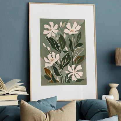 Cream Blooms on Sage Leaves