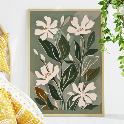 Cream Blooms on Sage Leaves