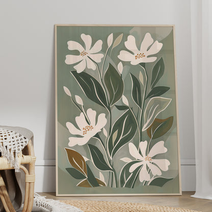 Cream Blooms on Sage Leaves