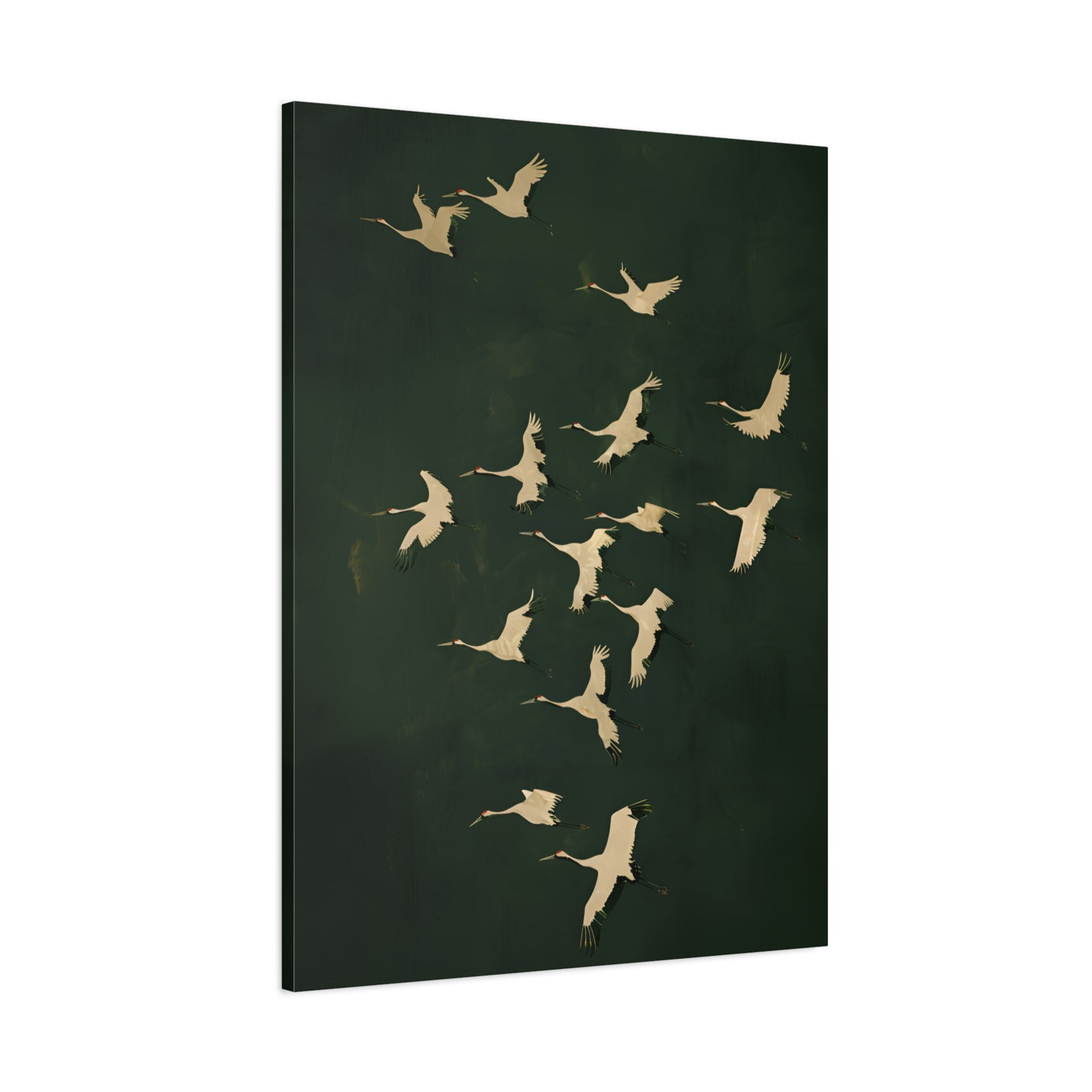 1.25" Matte Canvas - Emerald Sky Japanese Cranes