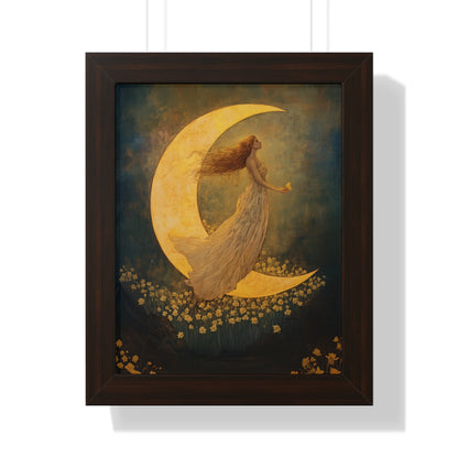 Framed Paper Print - Moonlit Dreamer with Daffodils