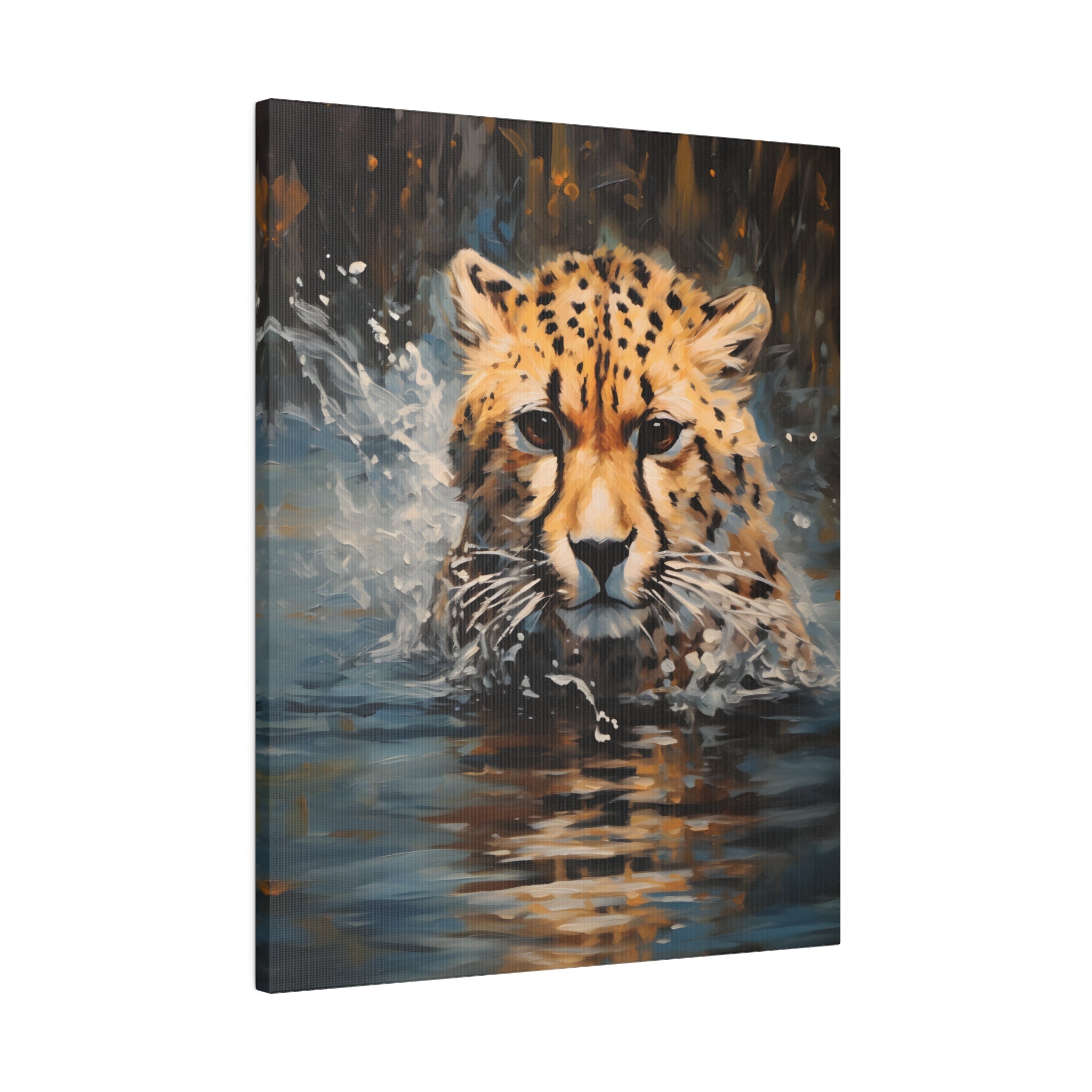 .75&quot; Matte Canvas - Aqua Sprinting Cheetah