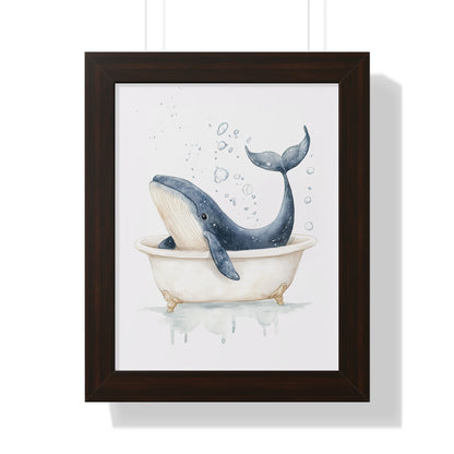 Framed Paper Print - Whale Tub Bubble Splash