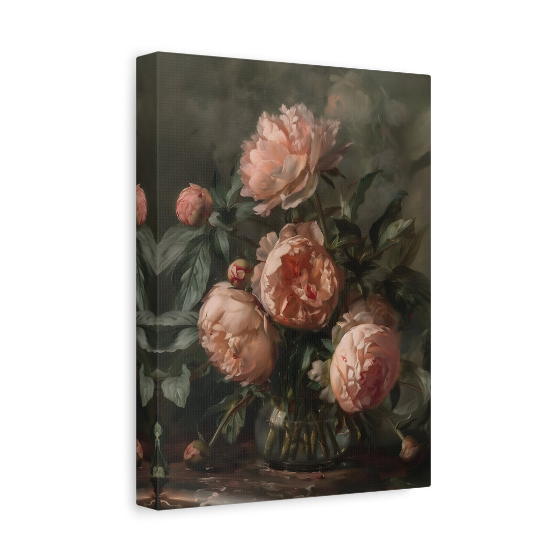1.25" Matte Canvas - Vintage Blush Peony Bouquet