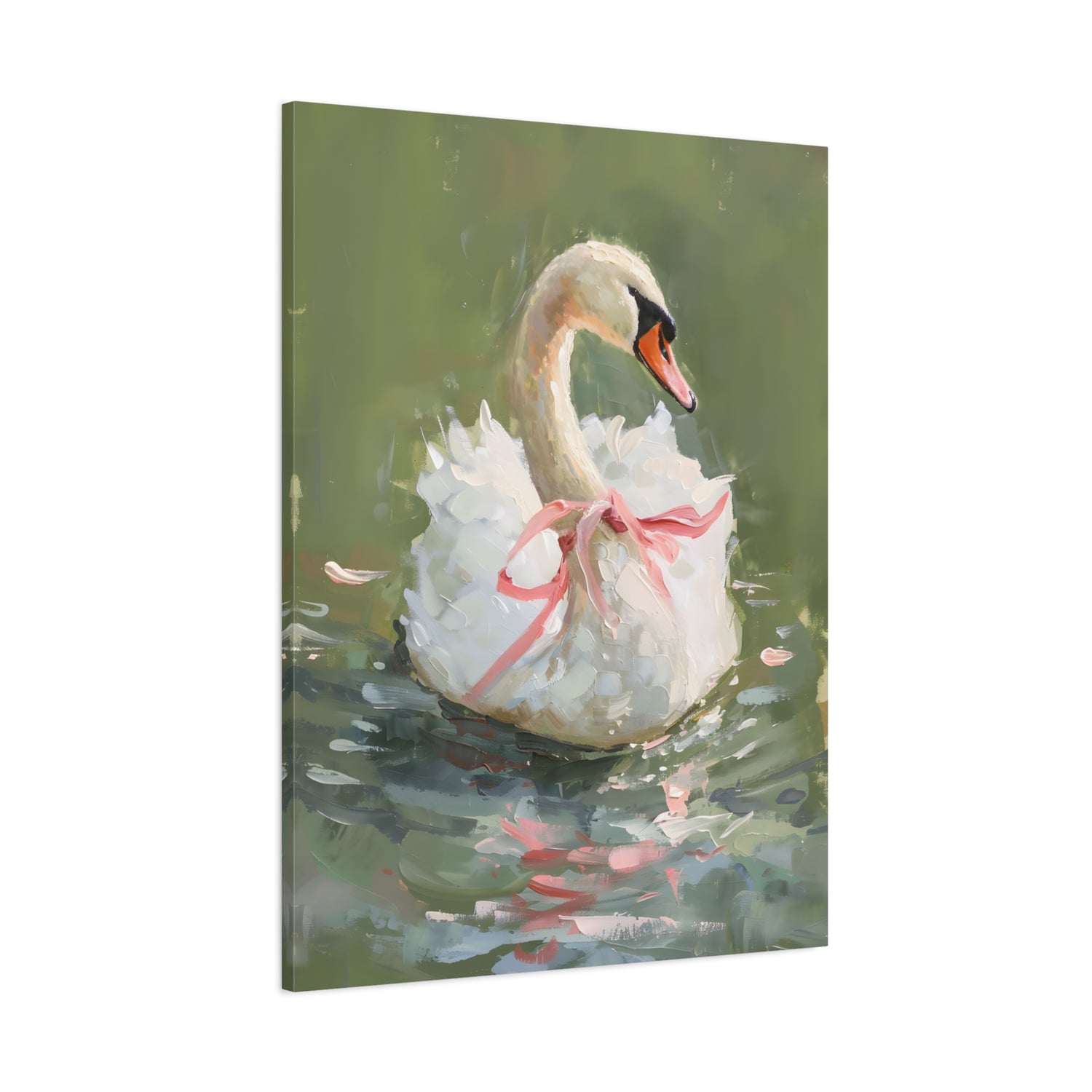1.25" Matte Canvas - Ballet Swan in Pink Bow