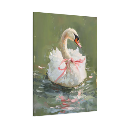 1.25" Matte Canvas - Ballet Swan in Pink Bow