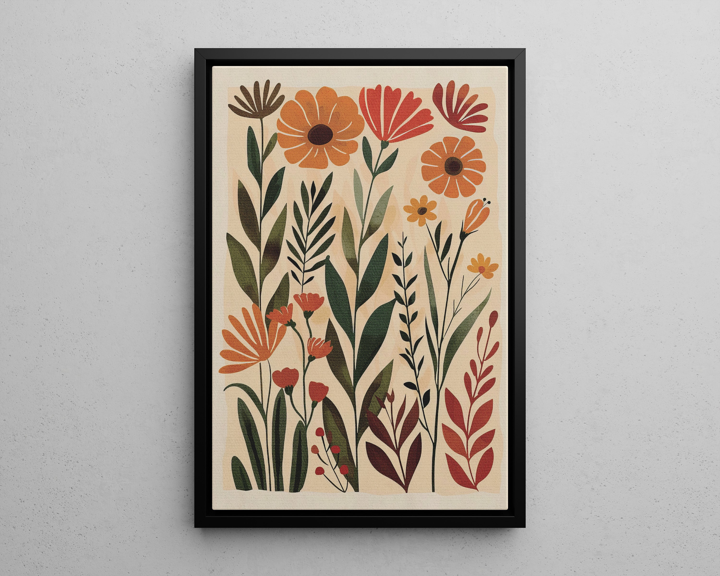 Framed Canvas - Golden Meadow Boho Blooms